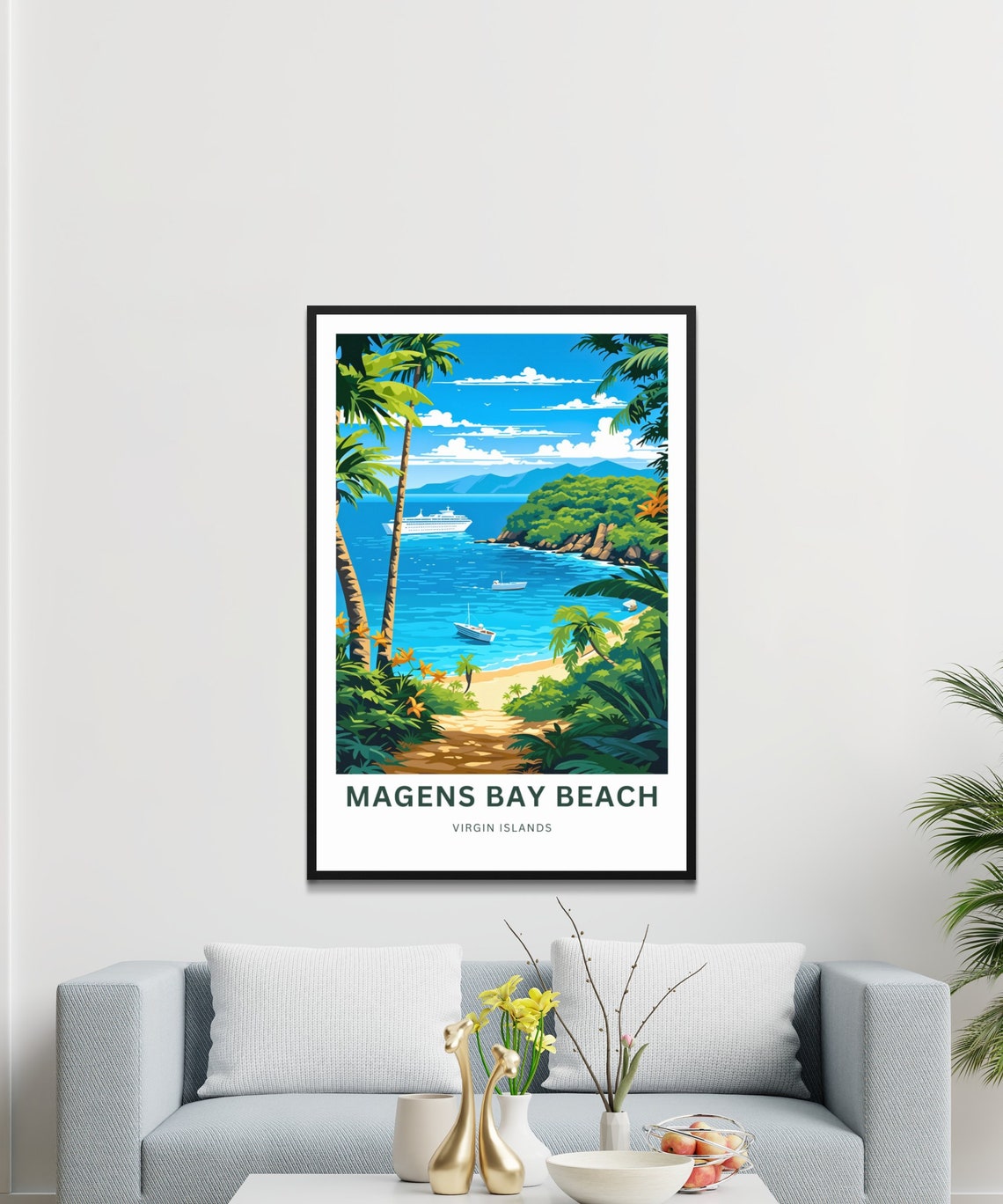 Magens Bay Beach Virgin Islands Tropical Palm Paradise Poster - Image 3
