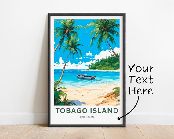 Personalized Tobago Travel Print Tobago Island Poster Caribbean Wall Art Framed Present Gift Trinidad And Tobago Present