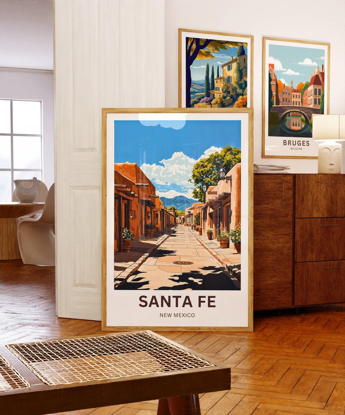 Santa Fe Adobe Street Vintage Travel Poster Southwest Desert Home Decor - Image 5