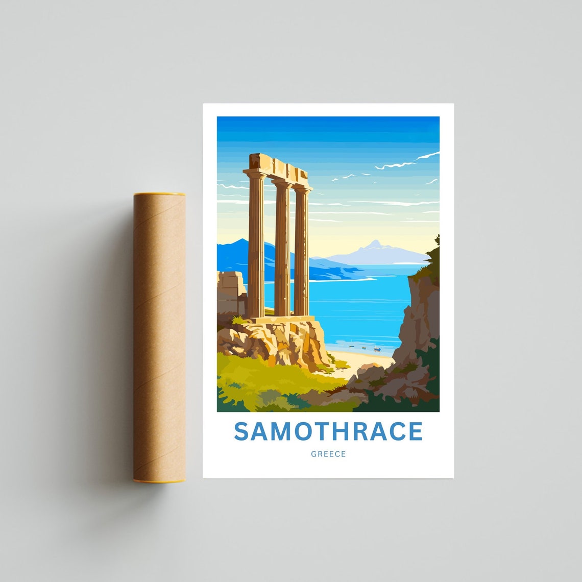 Samothrace Greece Custom Name Ancient Columns Seaside Poster - Image 4