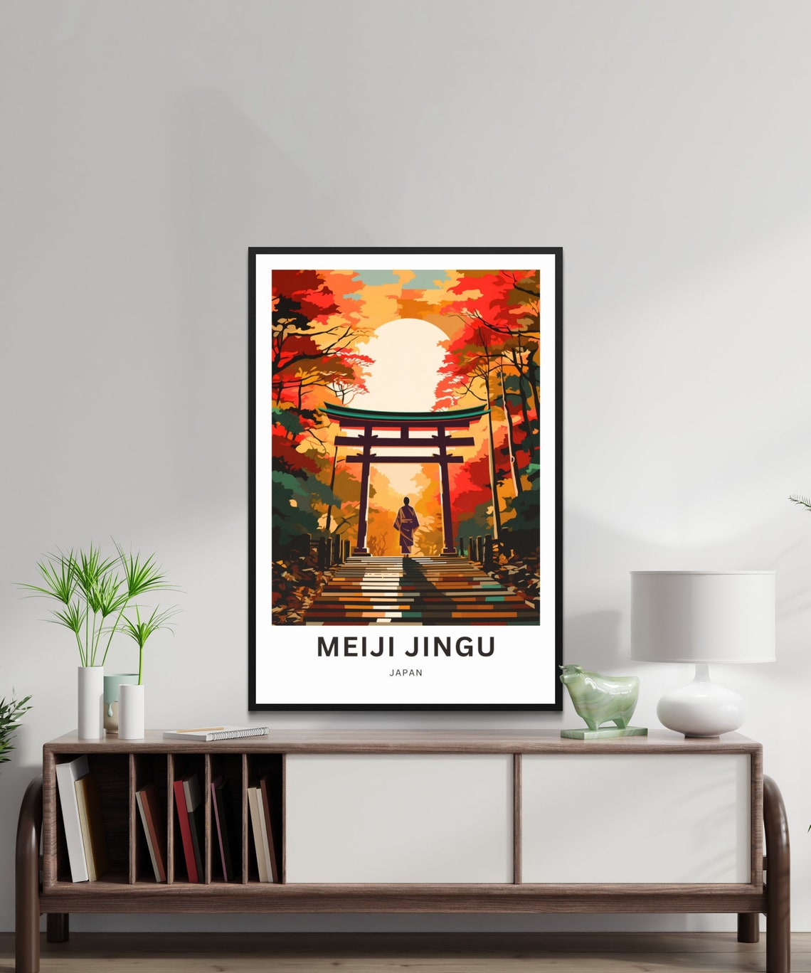 Meiji Jingu Japan Personalized Autumn Torii Gate Sunset Poster - Image 2