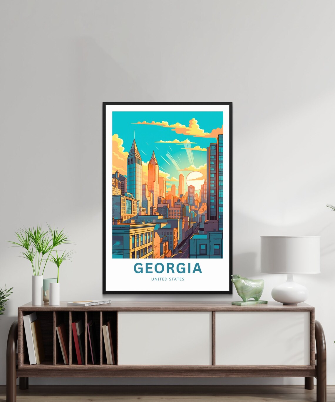 Georgia City Skyline Downtown Towers Custom Text Travel Poster - Image 2