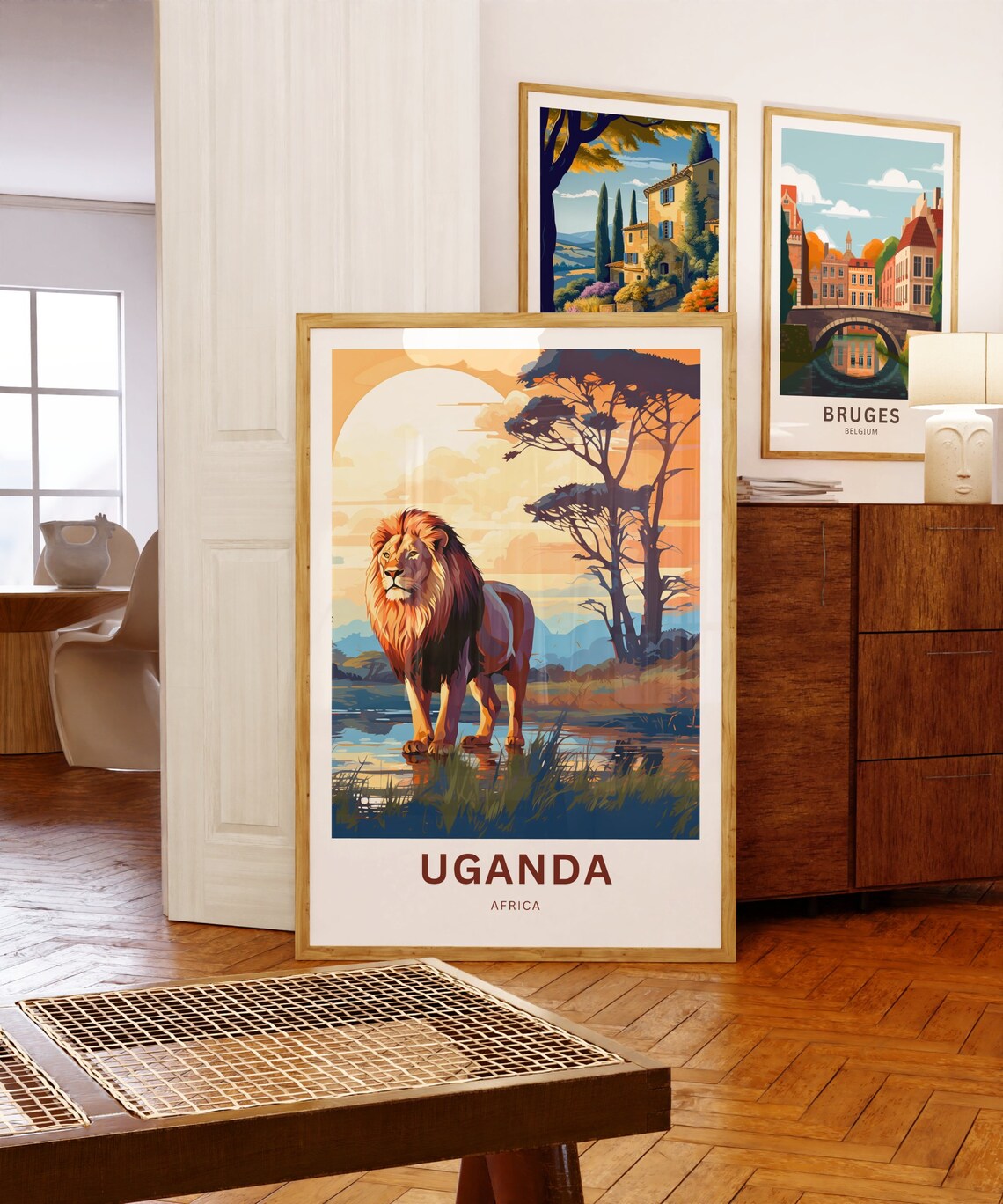 Uganda Africa Lion Sunset Safari Savanna Wildlife Travel Poster - Image 5
