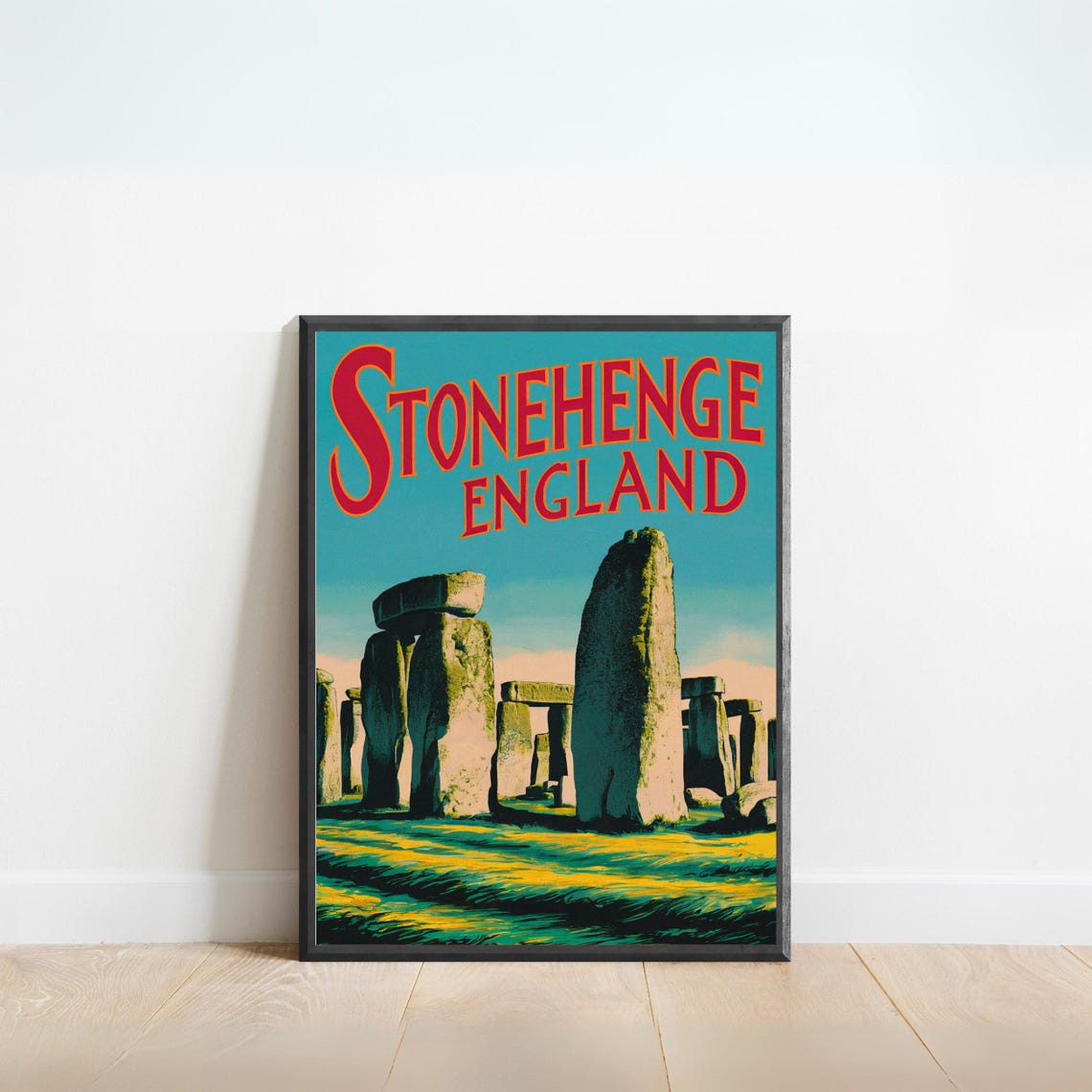 Stonehenge England Ancient Stones Sunset Vintage Travel Poster