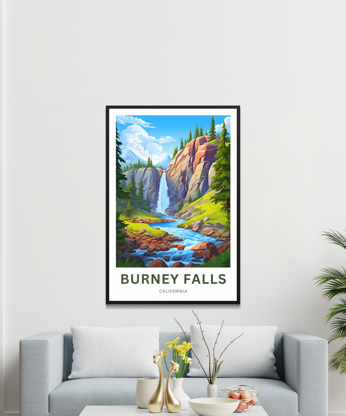 Personalized Burney Falls California Falls Into Rocky Stream Poster - Image 3