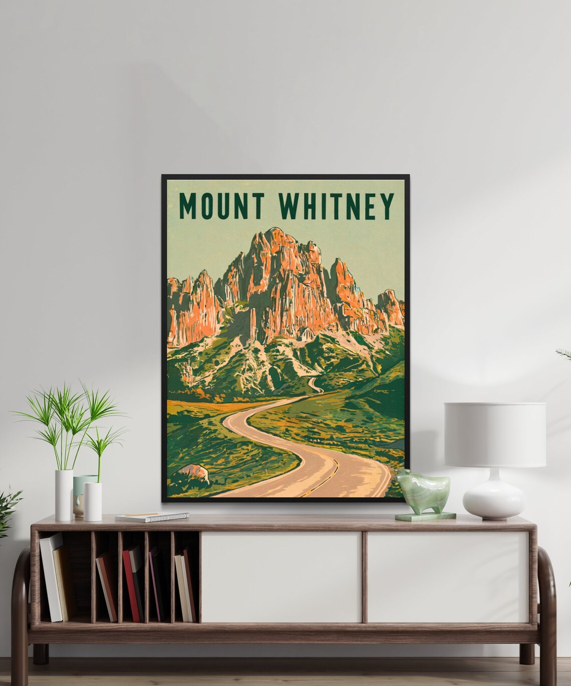 Mount Whitney Vintage Style Red Granite Peaks Country Road Poster - Image 3