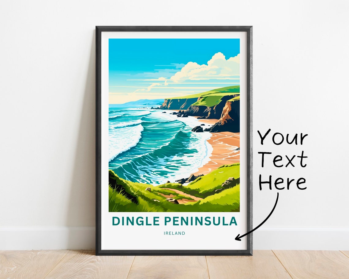 Dingle Peninsula Personalized Ireland Surf Beach Waves Travel Poster