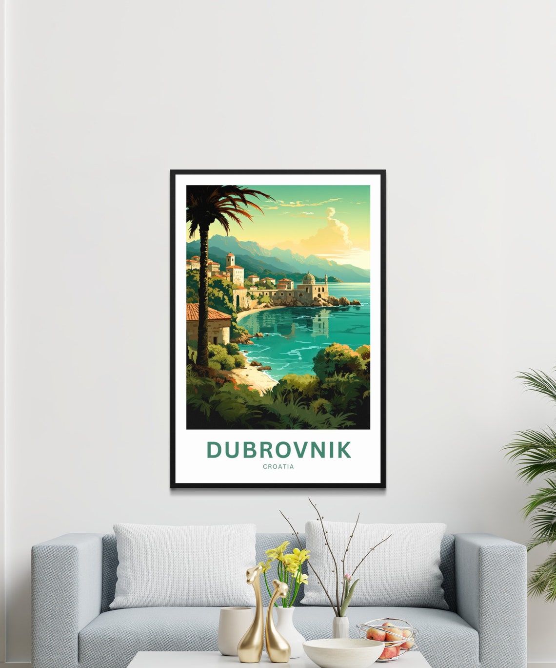 Dubrovnik Croatia Walled City Cliffside Harbor Personalized Poster - Image 3