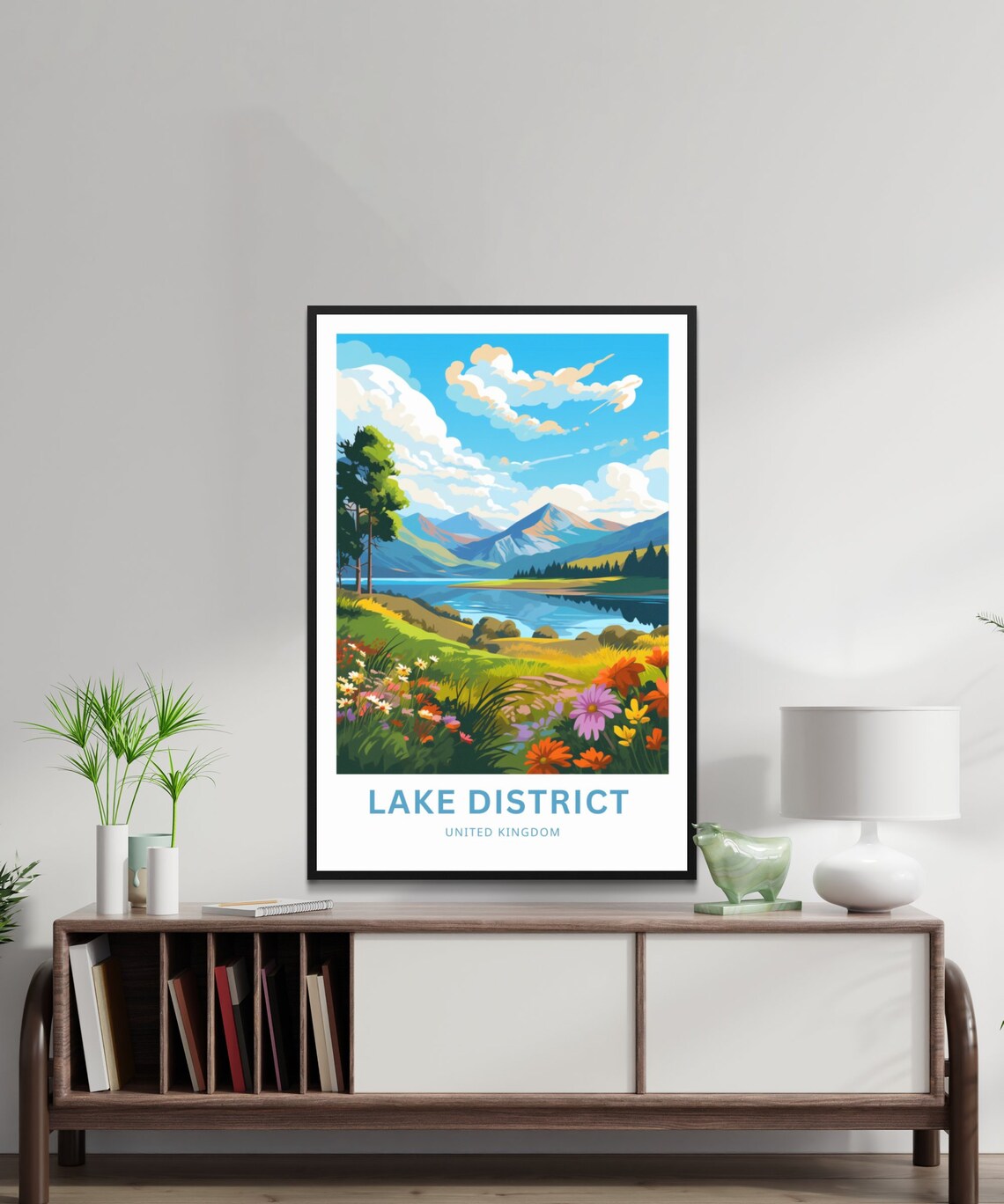 Lake District UK Wildflower Meadow Scenic Mountain Lake Poster - Image 3