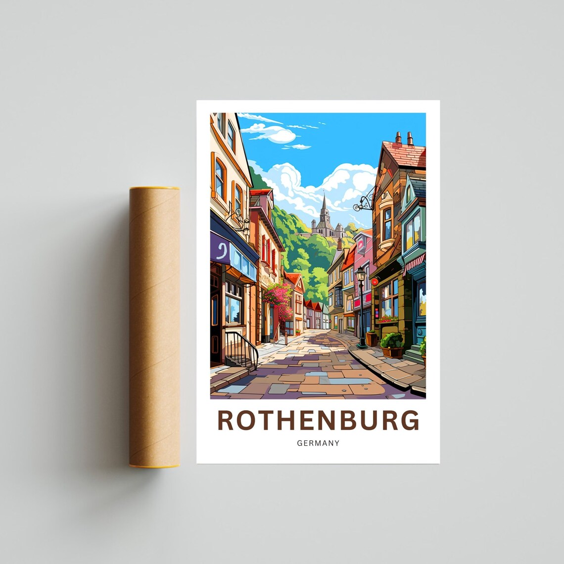 Rothenburg Germany Vintage Old Town Cobblestone Street Travel Poster - Image 4