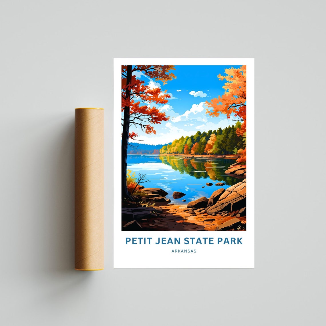 Petit Jean State Park Arkansas Fall Autumn Lakeshore Travel Poster - Image 4