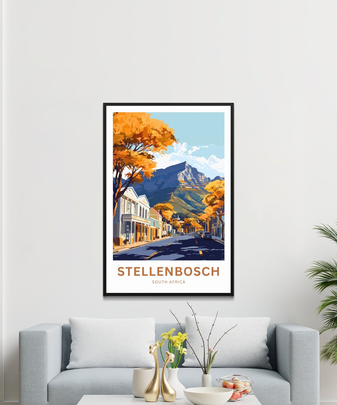 Stellenbosch South Africa Autumn Street Mountain Travel Poster - Image 3