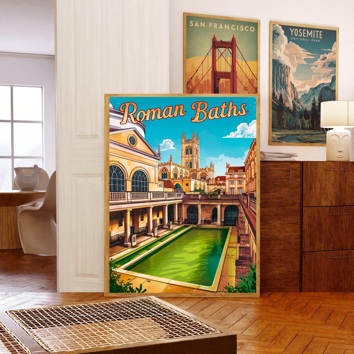 Roman Baths England Great Bath Vintage Retro Style Travel Poster - Image 5