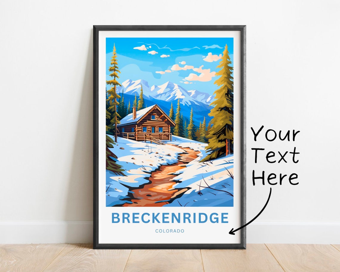 Personalized Breckenridge Colorado Snowy Cabin Custom Travel Poster