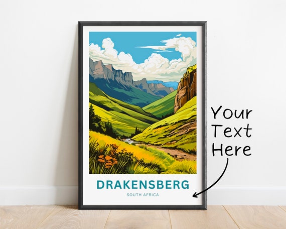 Personalized Drakensberg Travel Print Drakensberg Poster South Africa Wall Art Framed Present Gift South Africa Present