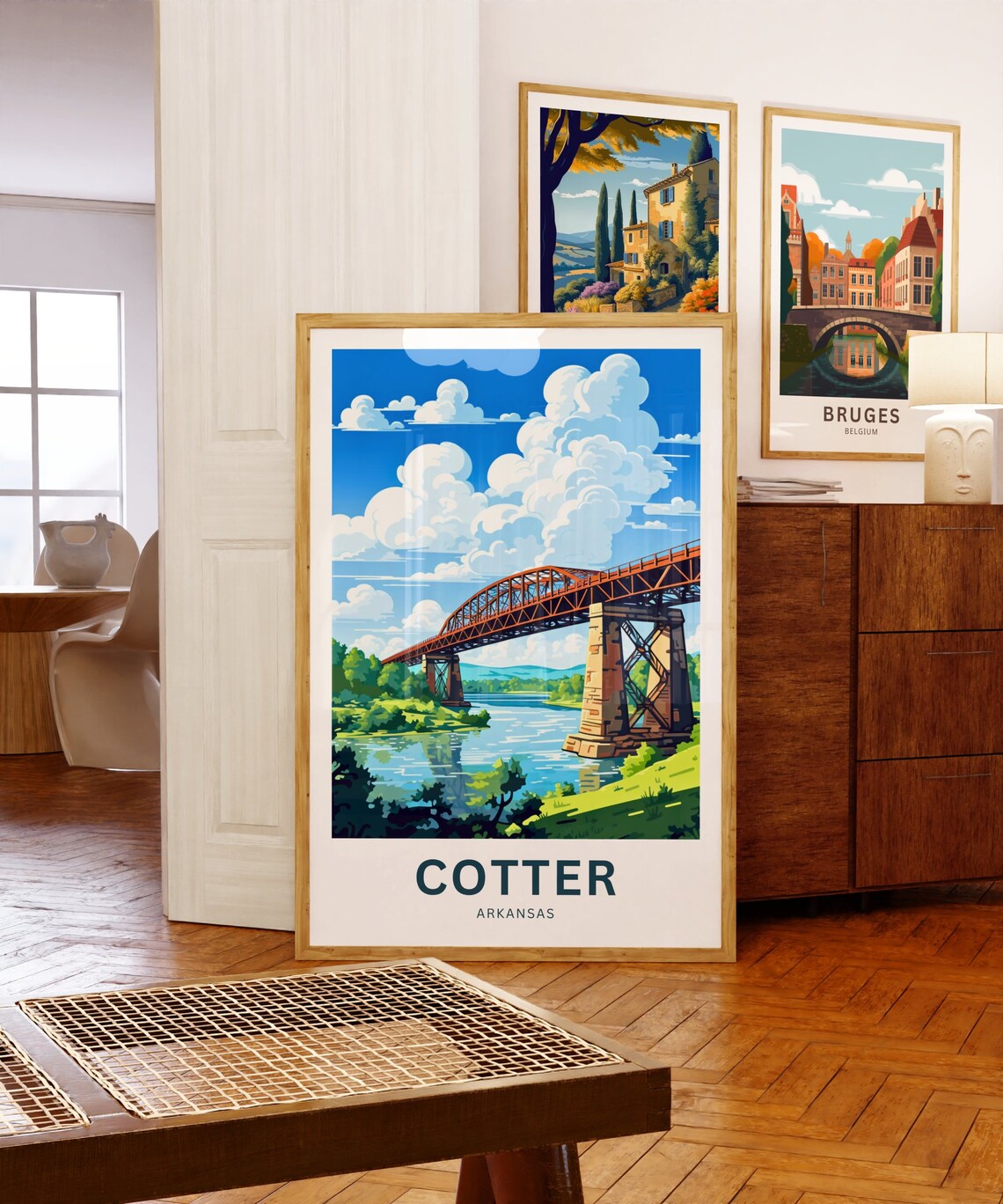 Cotter Arkansas Historic Steel Truss Bridge River Travel Poster - Image 5