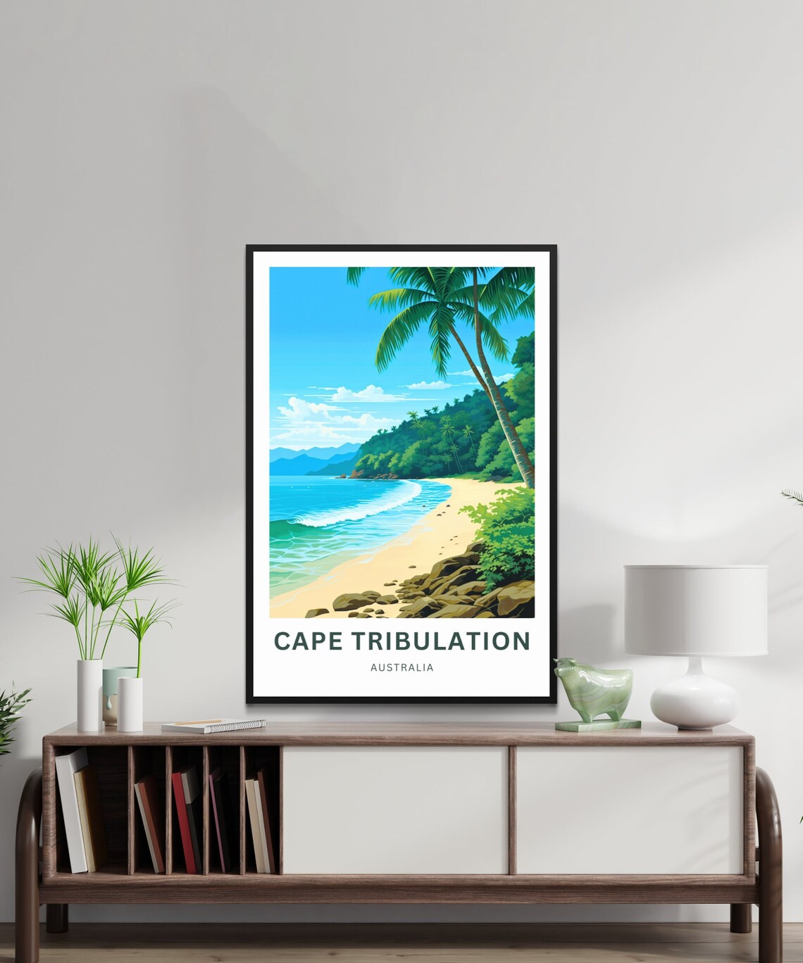 Cape Tribulation Australia Curving Palm Beach Vintage Travel Poster - Image 3