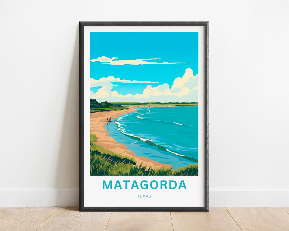 Matagorda Texas Sandy Beach Waves Gulf Coast Vacation Poster