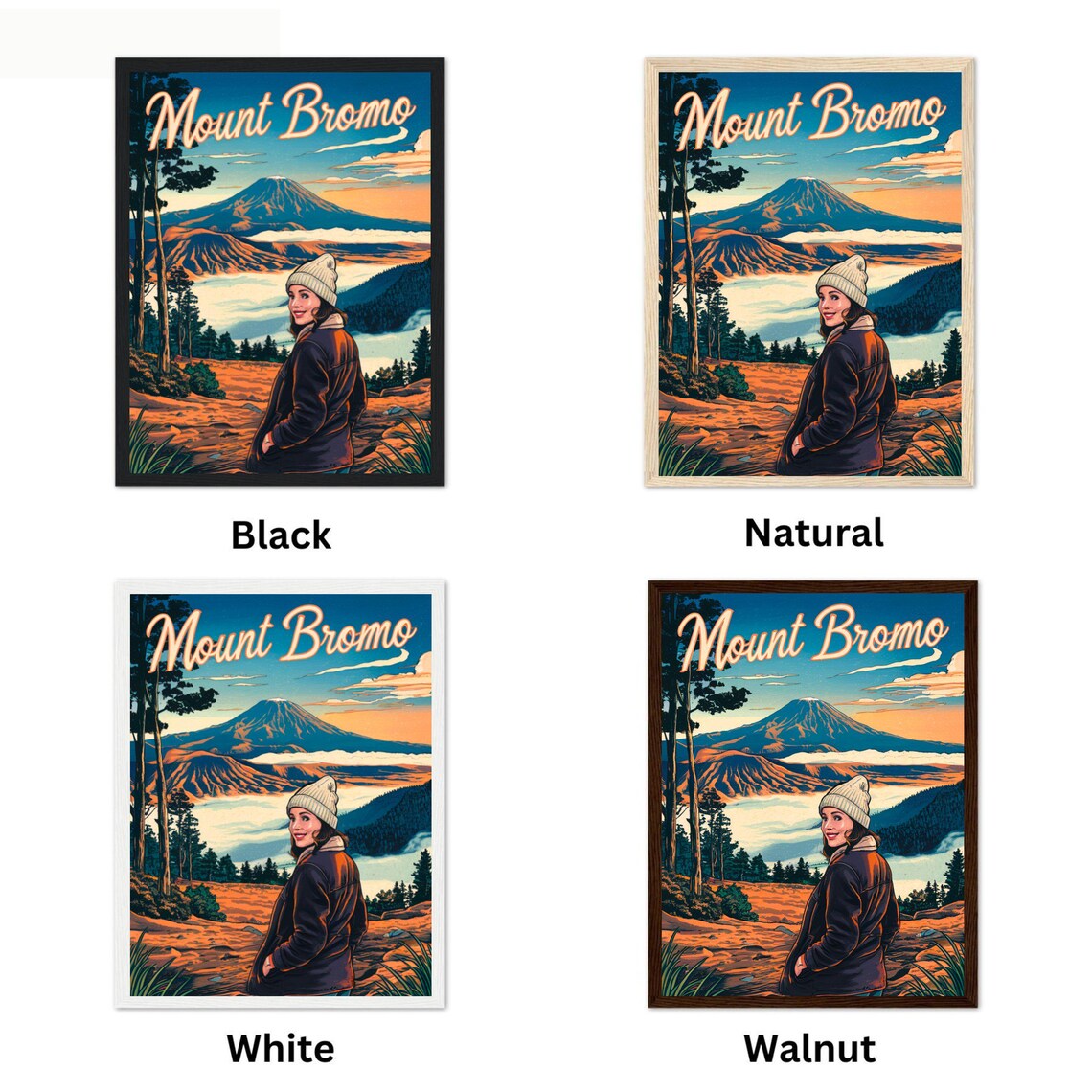 Mount Bromo Volcano Sunset View With Traveler Woman In Beanie Poster - Image 4