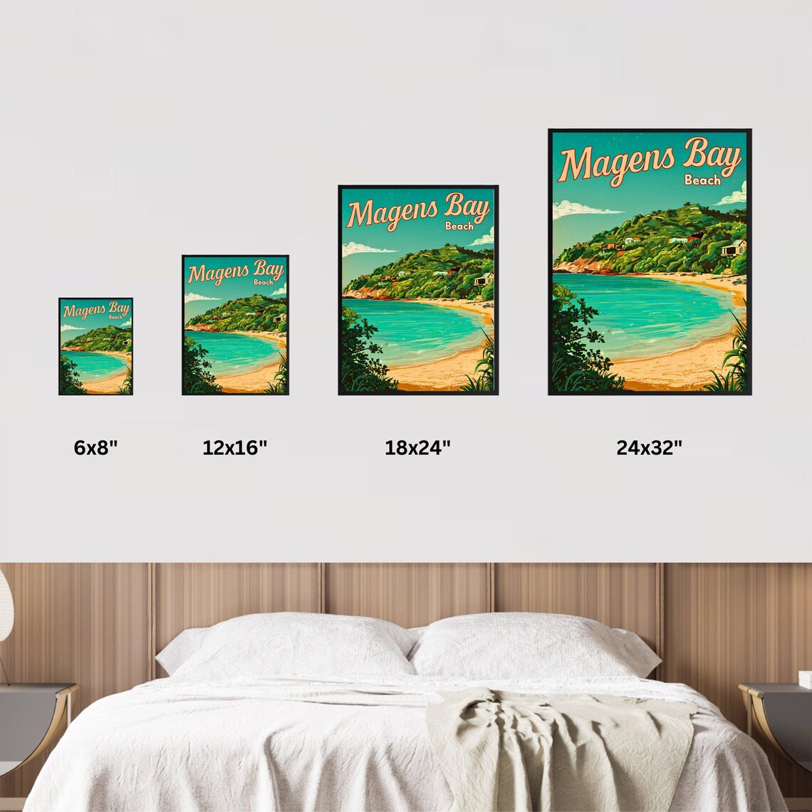 Magens Bay Beach Caribbean Hillside Villa Tropical Retro Travel Poster - Image 3