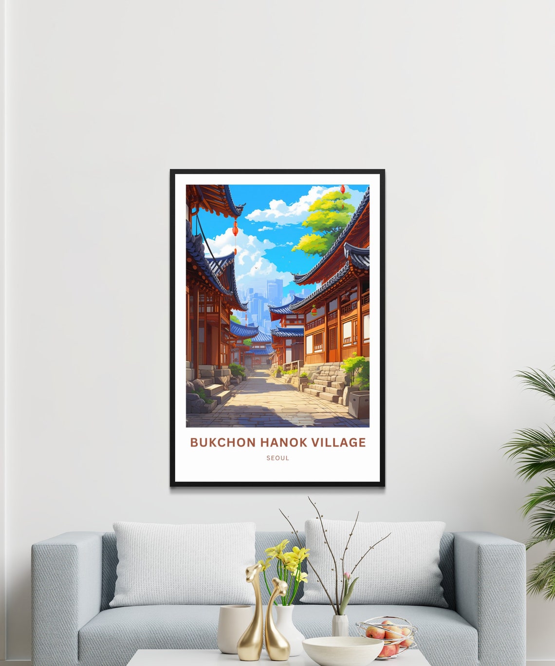 Personalized Bukchon Hanok Village Seoul Historic Street View Poster - Image 3