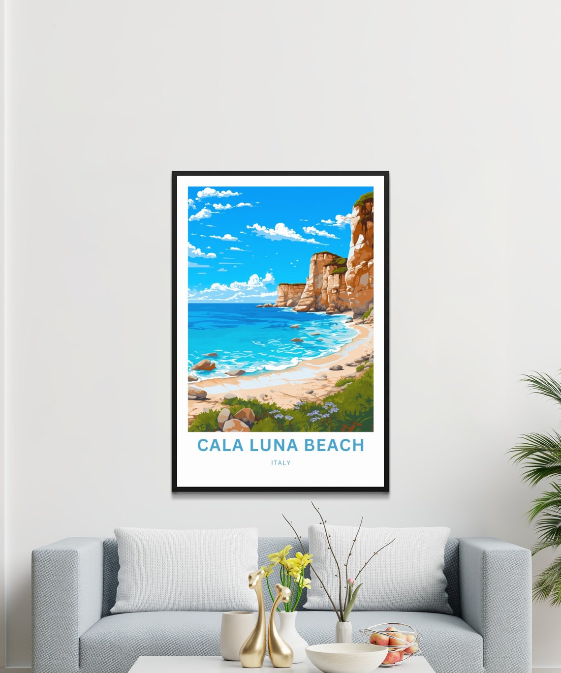 Cala Luna Beach Italy Cliffs Customizable Vintage Travel Poster - Image 3