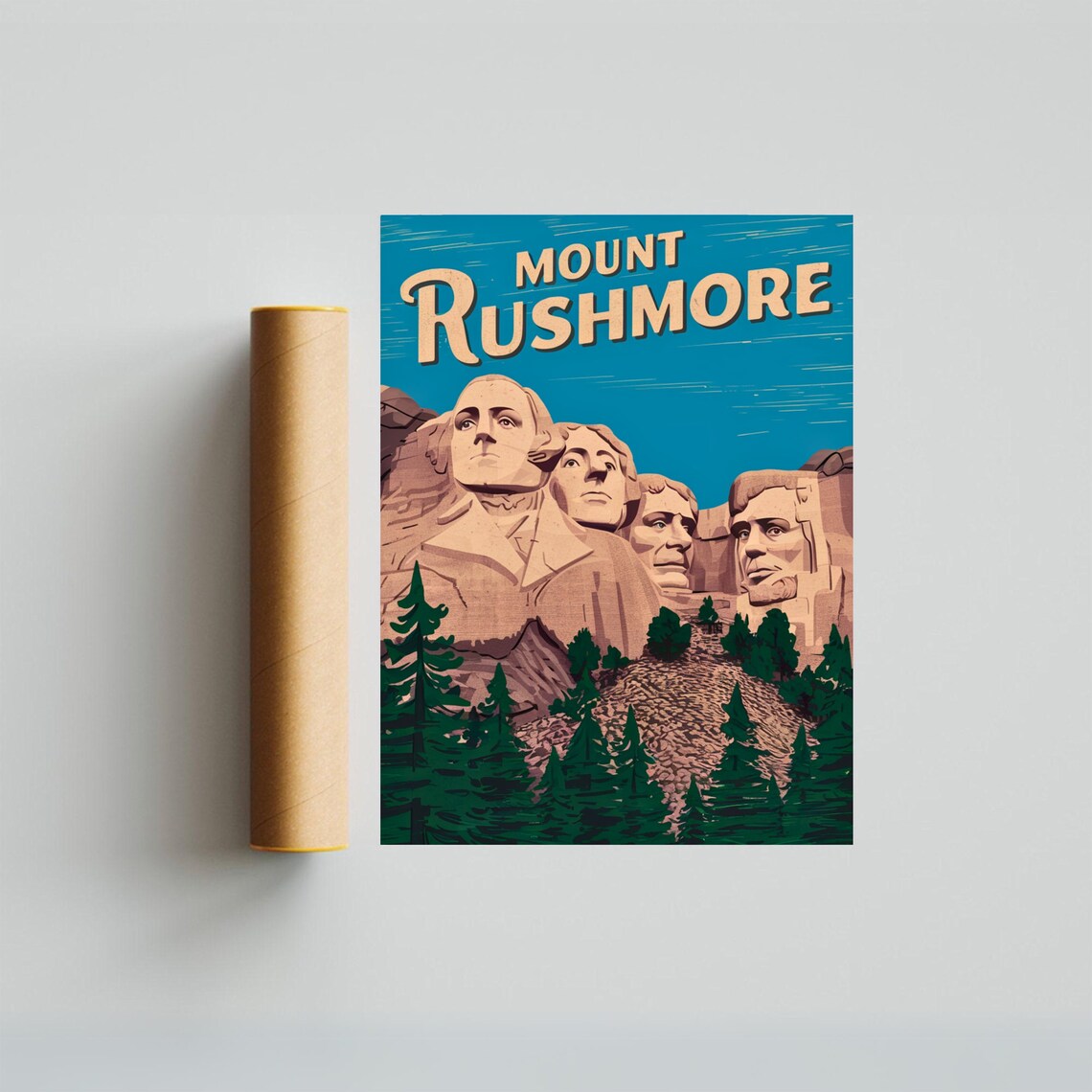 Mount Rushmore South Dakota Vintage National Monument Travel Poster - Image 4