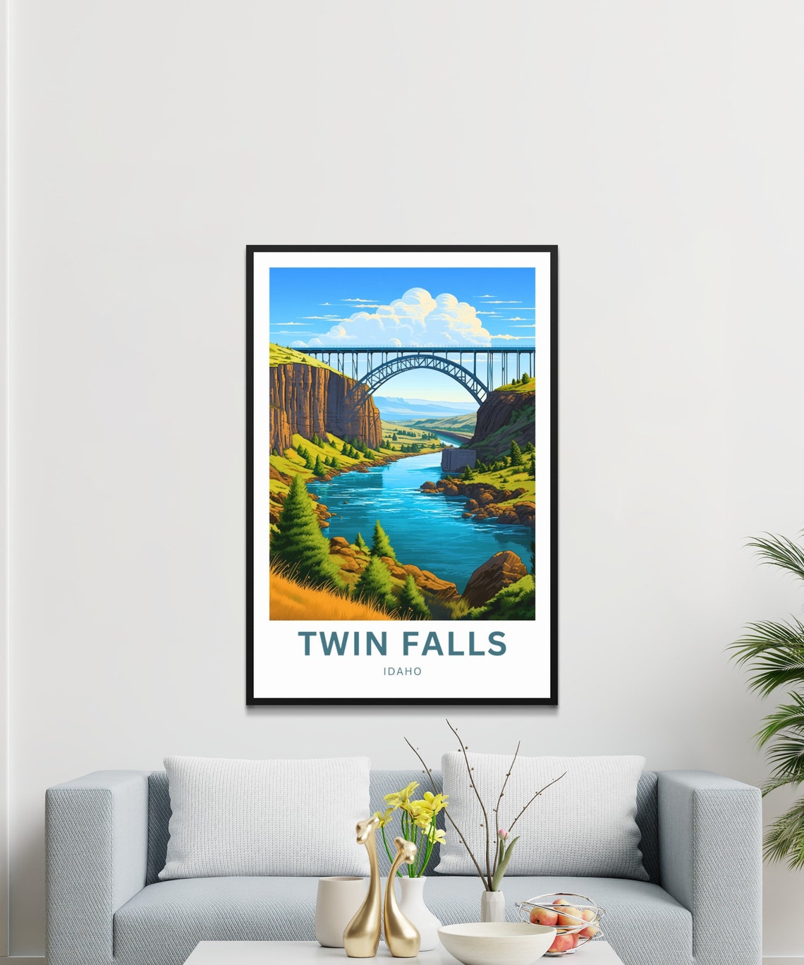 Personalized Twin Falls Idaho Canyon River Bridge Custom Travel Poster - Image 4