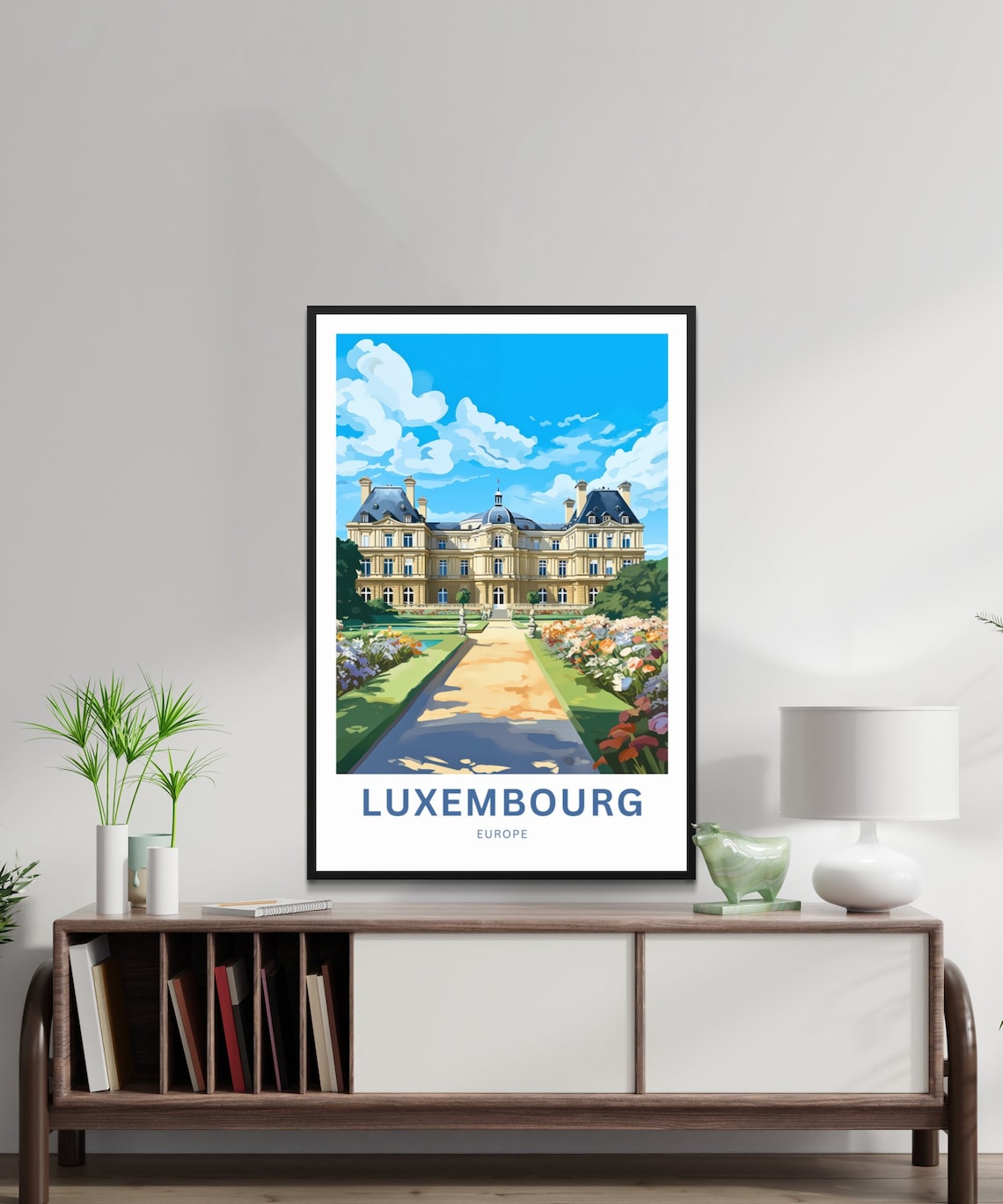 Luxembourg Europe Palace Flower Gardens Formal Park Travel Poster - Image 2