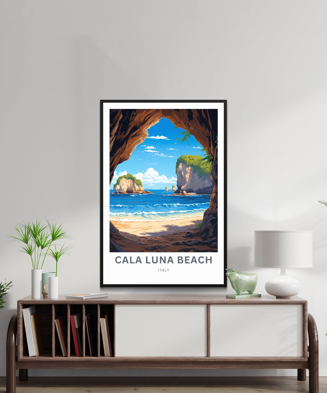 Cala Luna Beach Italy Personalized Vintage Seaside Travel Poster - Image 2