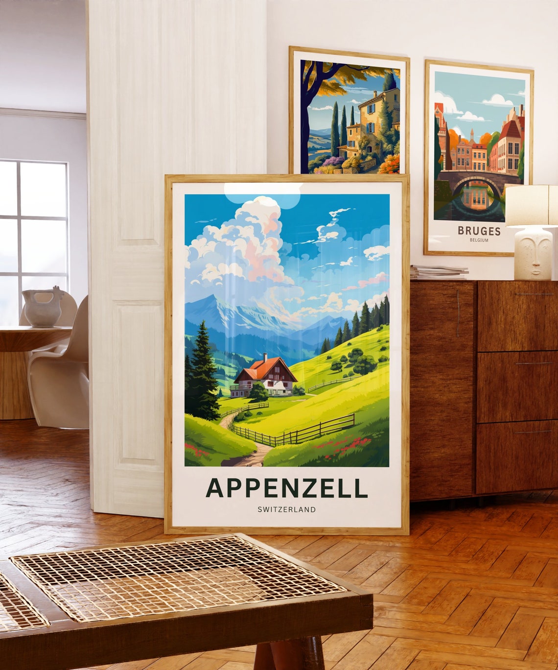 Appenzell Switzerland Alpine Chalet Meadow Mountain Travel Poster - Image 5