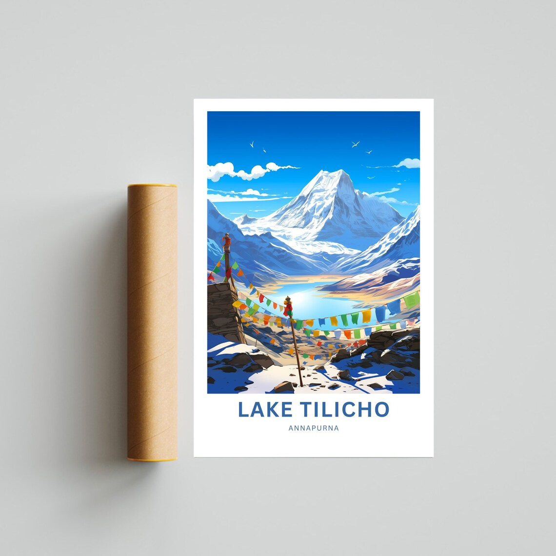 Lake Tilicho Annapurna Sacred Lake Snowy Peaks Travel Poster - Image 4