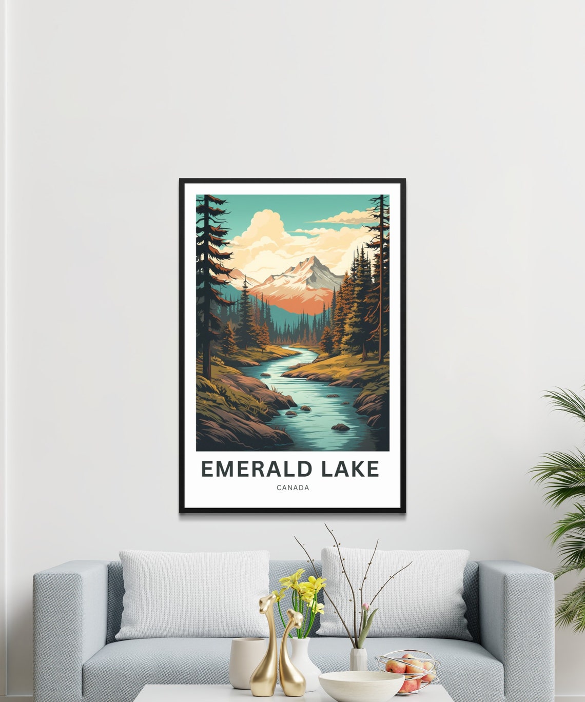 Personalized Emerald Lake Canada Custom Text Vintage Travel Poster - Image 3