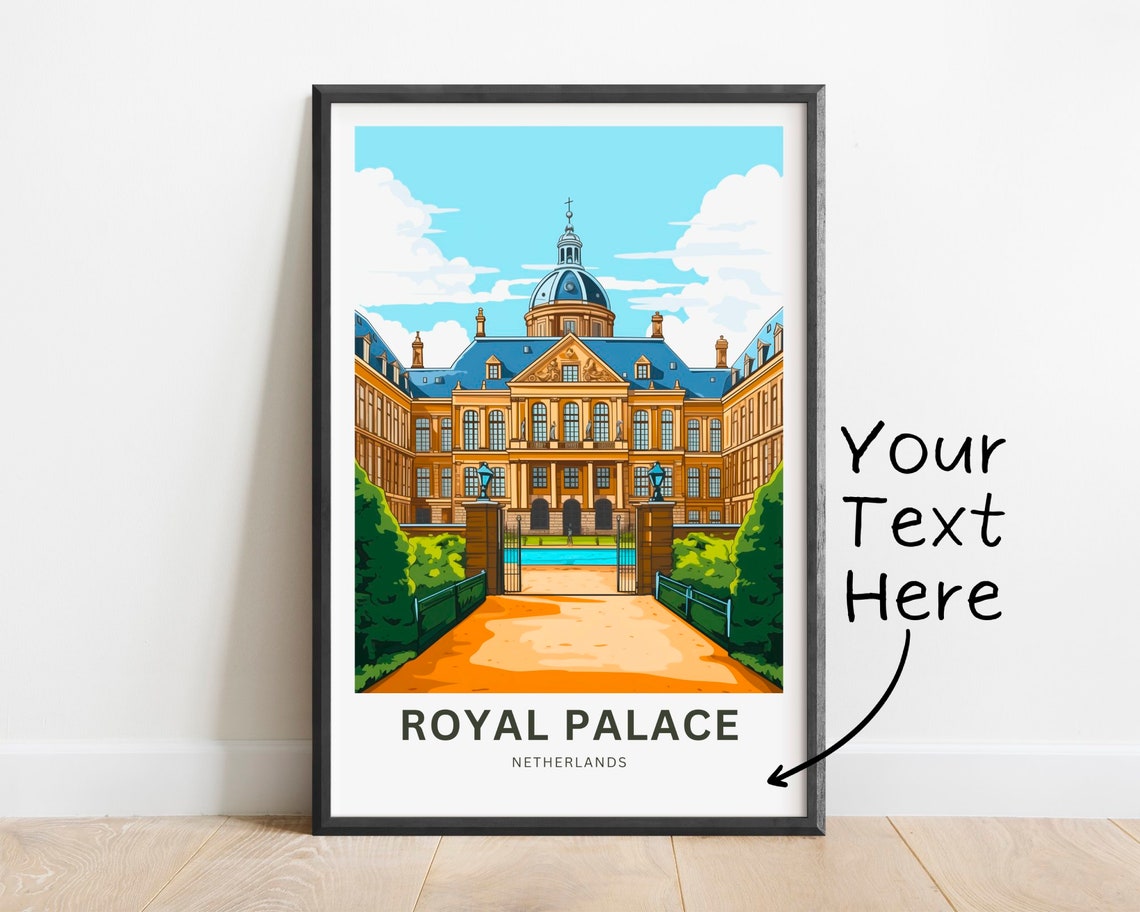 Royal Palace Netherlands Grand Courtyard Gate Custom Text Poster