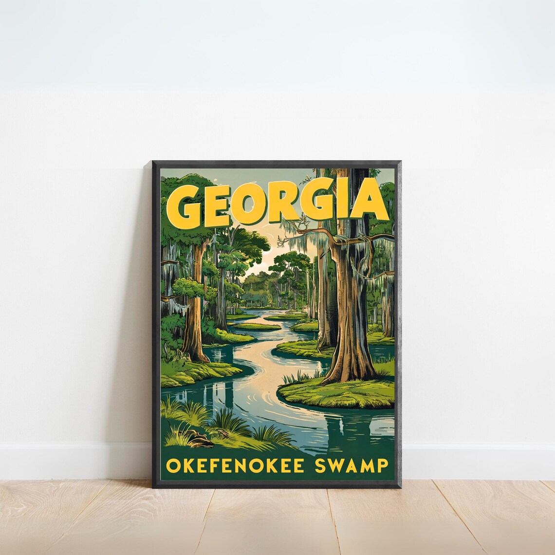 Okefenokee Swamp Vintage Travel Poster, Georgia