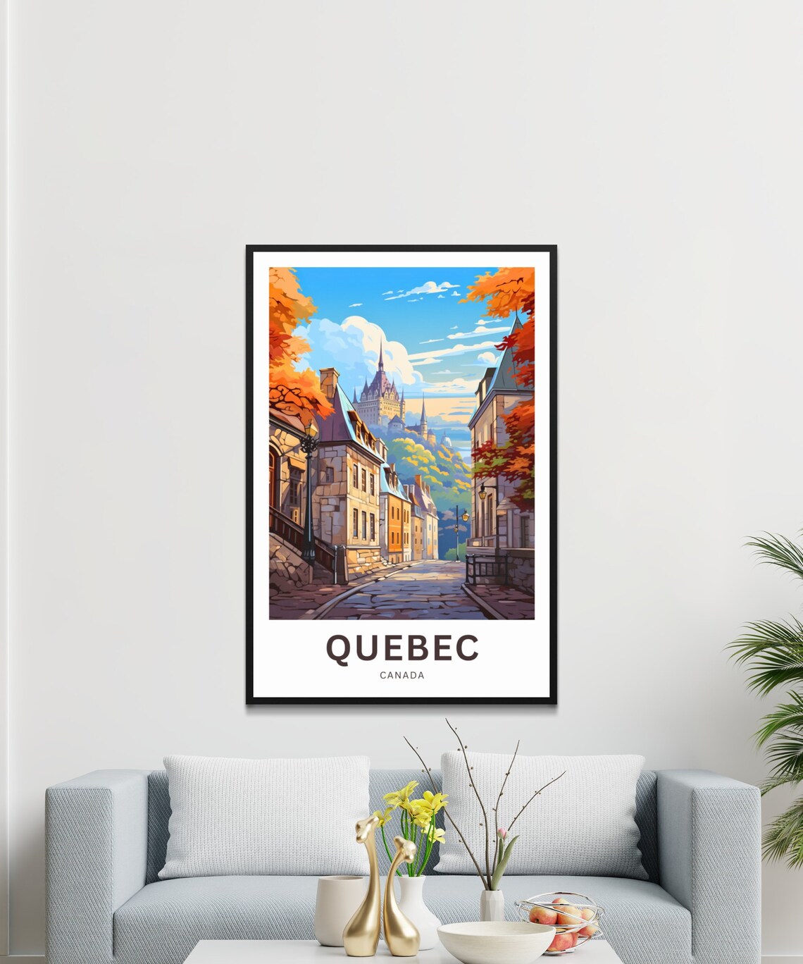 Old Quebec Canada Autumn Street Chateau Frontenac Travel Poster - Image 3