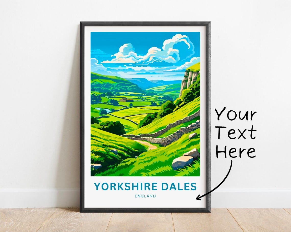 Personalized Yorkshire Dales England Green Hills Travel Poster