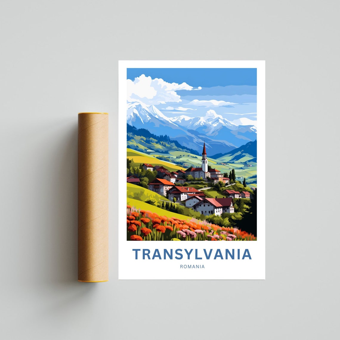 Personalized Transylvania Romania Poppy Village Custom Poster - Image 4