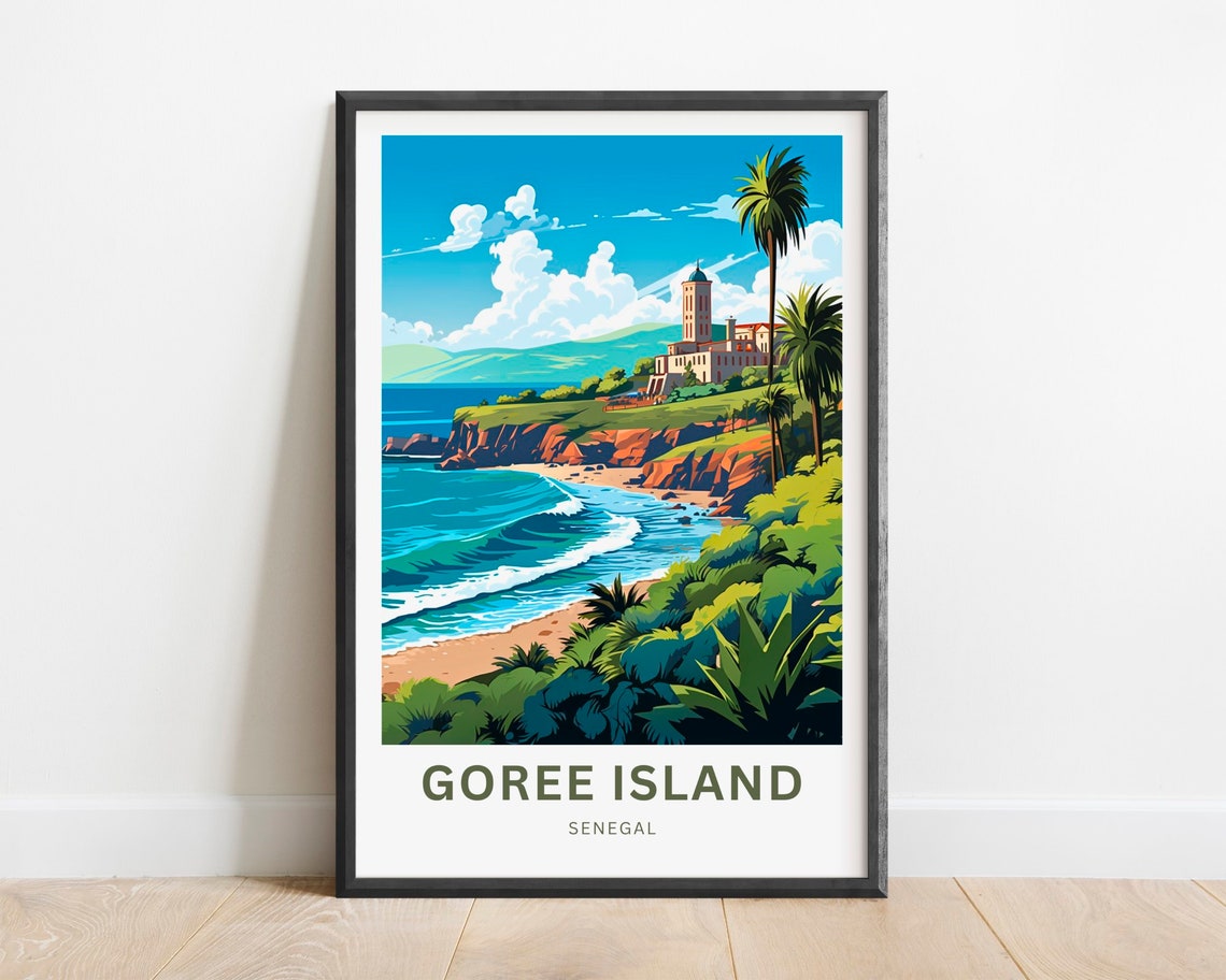 Goree Island Senegal Historic Coastal Cliffs Beach Travel Poster