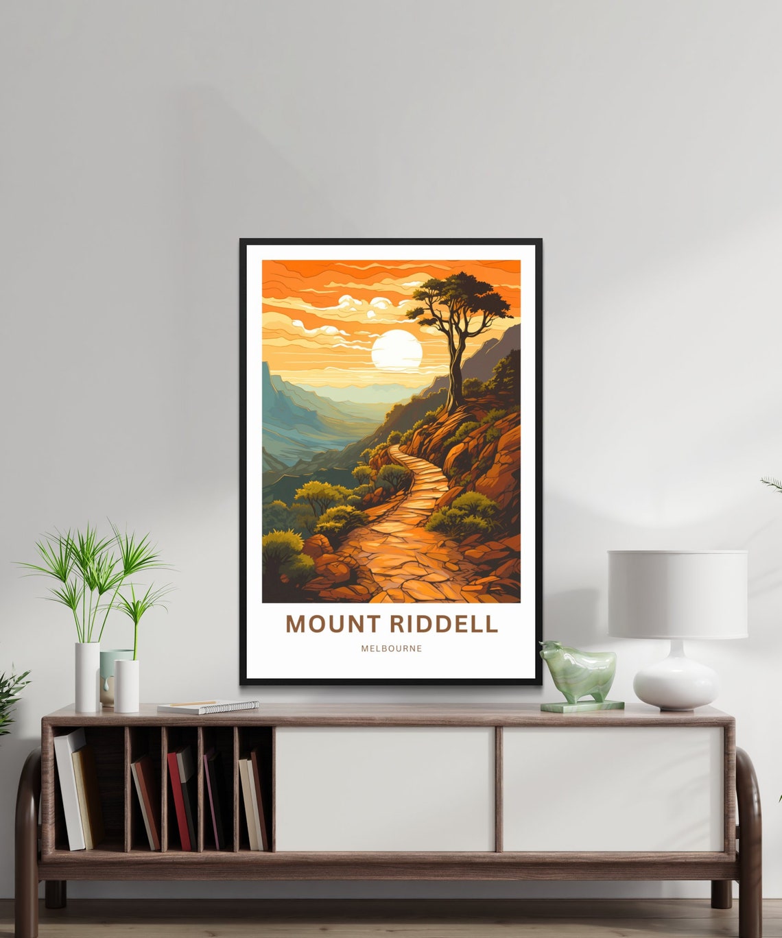 Mount Riddell Melbourne Sunset Mountain Trail Retro Travel Poster - Image 2