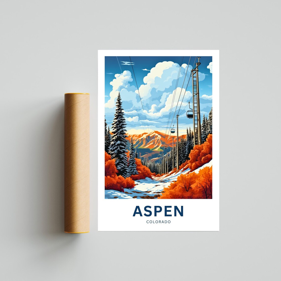Personalized Aspen Colorado Ski Lift Autumn Foliage Travel Poster - Image 4