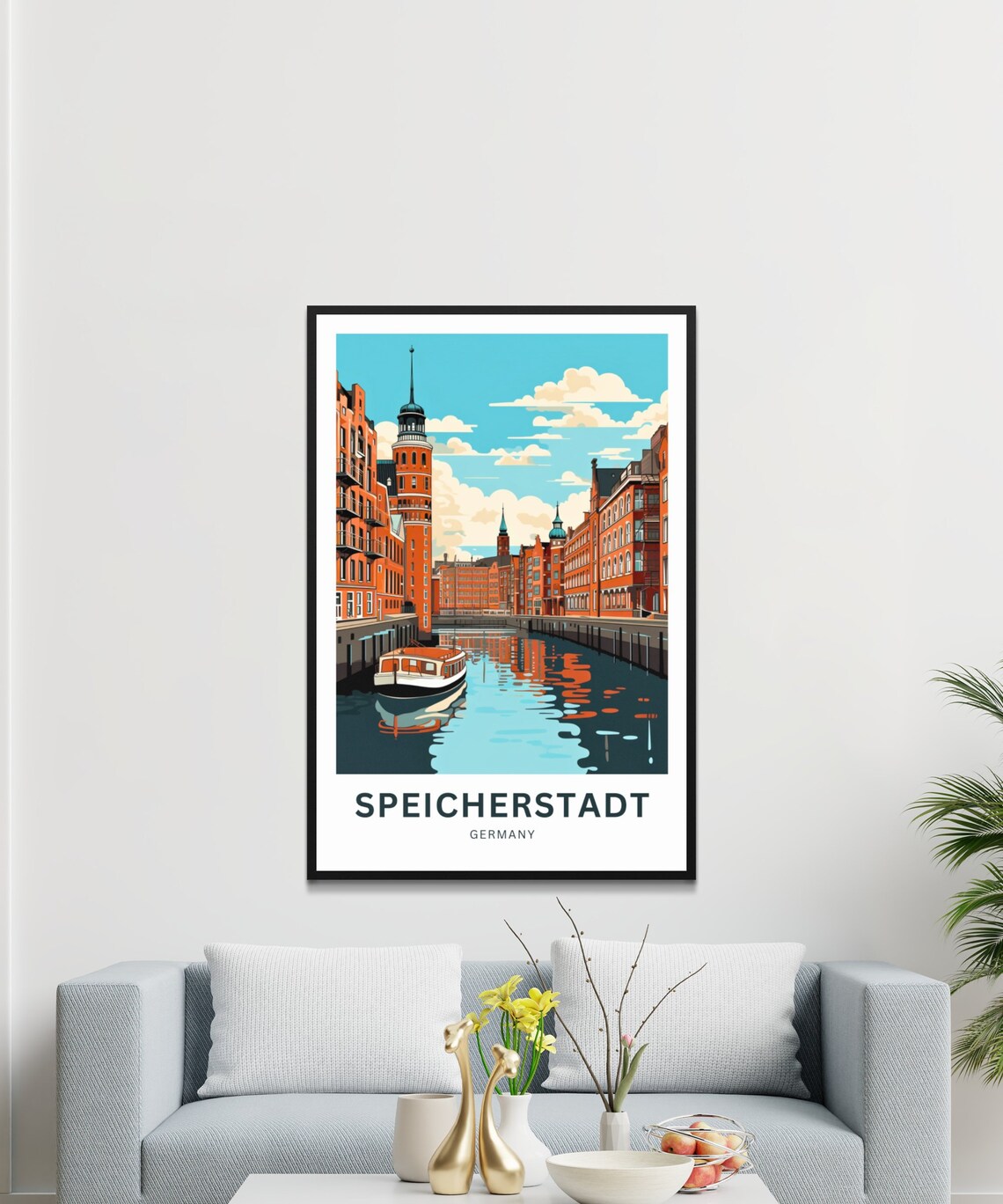 Speicherstadt Germany Hamburg Canal Brick Warehouse Travel Poster - Image 2