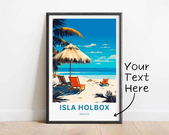 Personaiized Isla Holbox Travel Print Isla Holbox Poster Mexico Wall Art Framed Present Gift Mexico Present