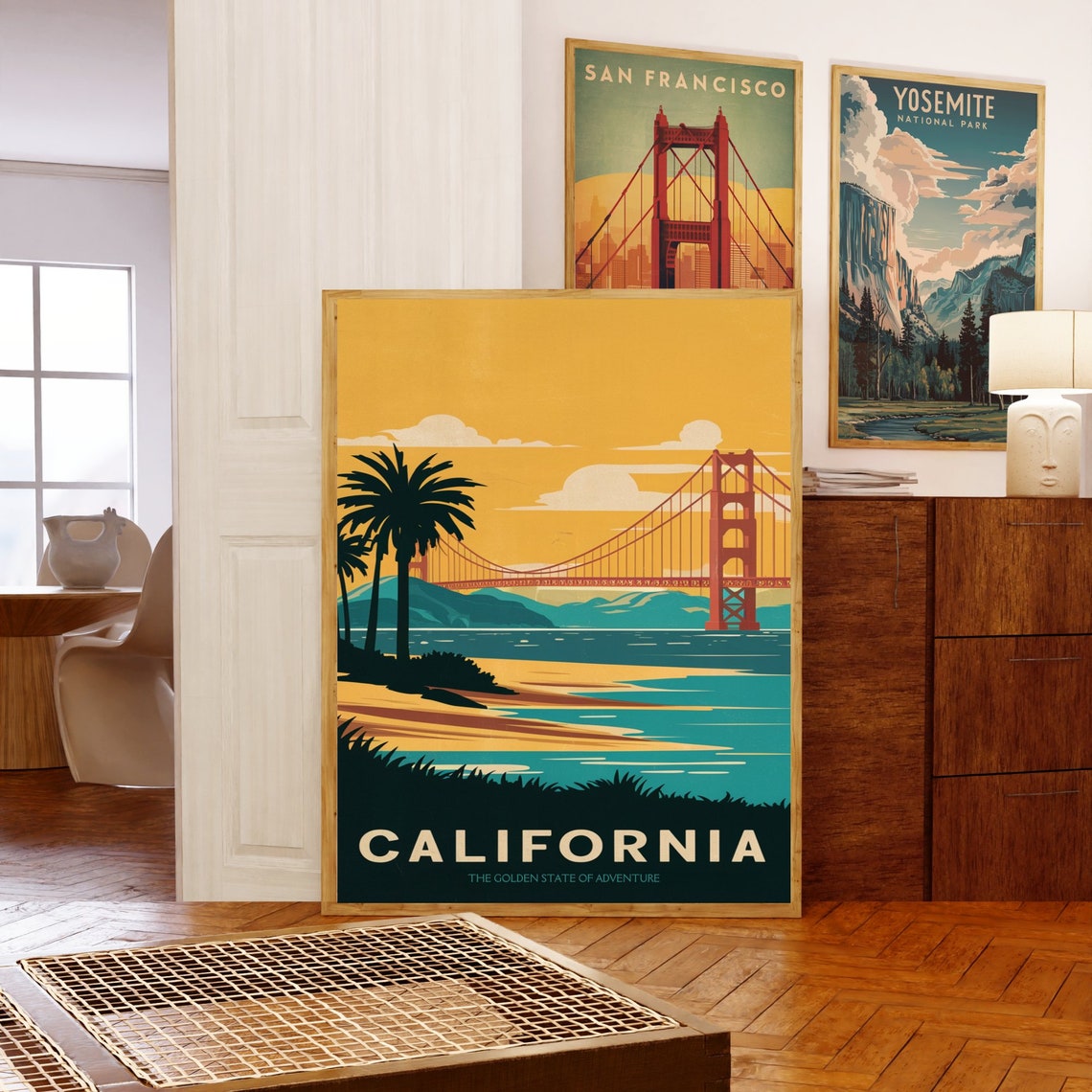 California Golden Gate Bay Palms Sunset Adventure Travel Poster - Image 5