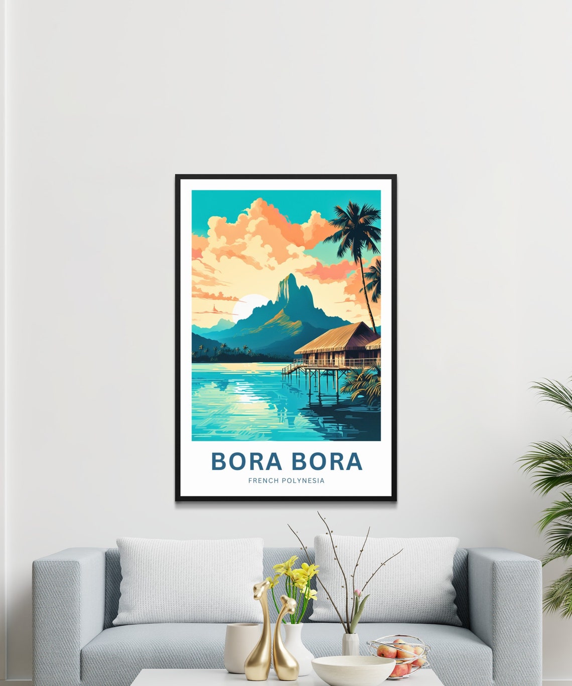 Personalized Bora Bora Custom Text Island Sunset Lagoon View Poster - Image 3
