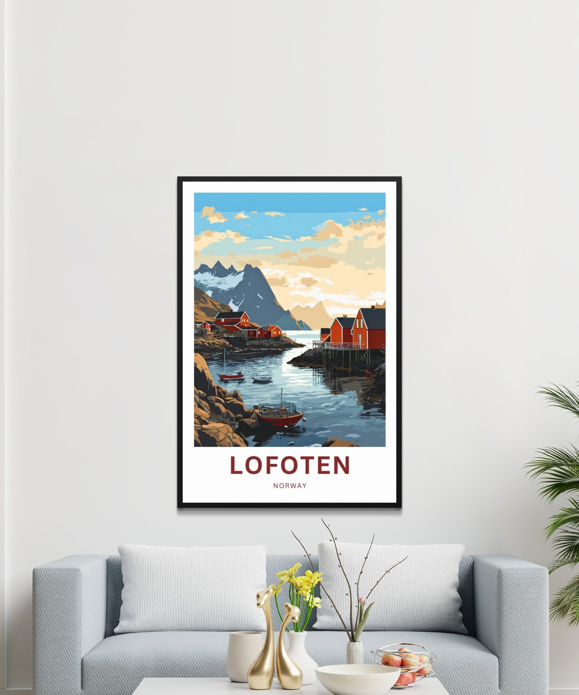 Lofoten Norway Harbor Boats Rocky Coast Mountains Personalized Poster - Image 3