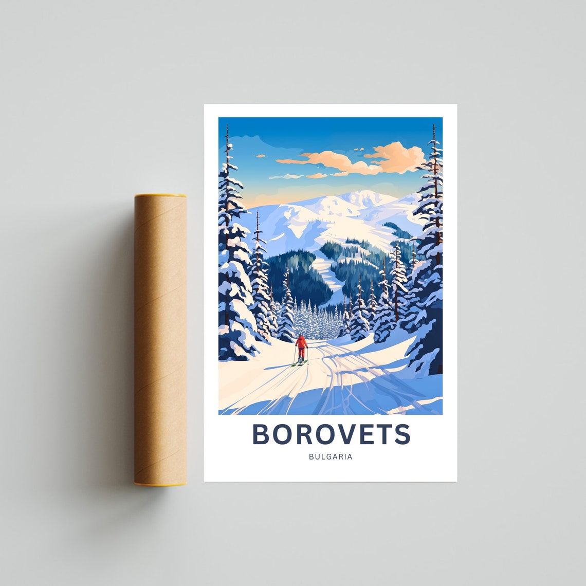 Borovets Bulgaria Alpine Skier Descent Powder Personalized Poster - Image 4