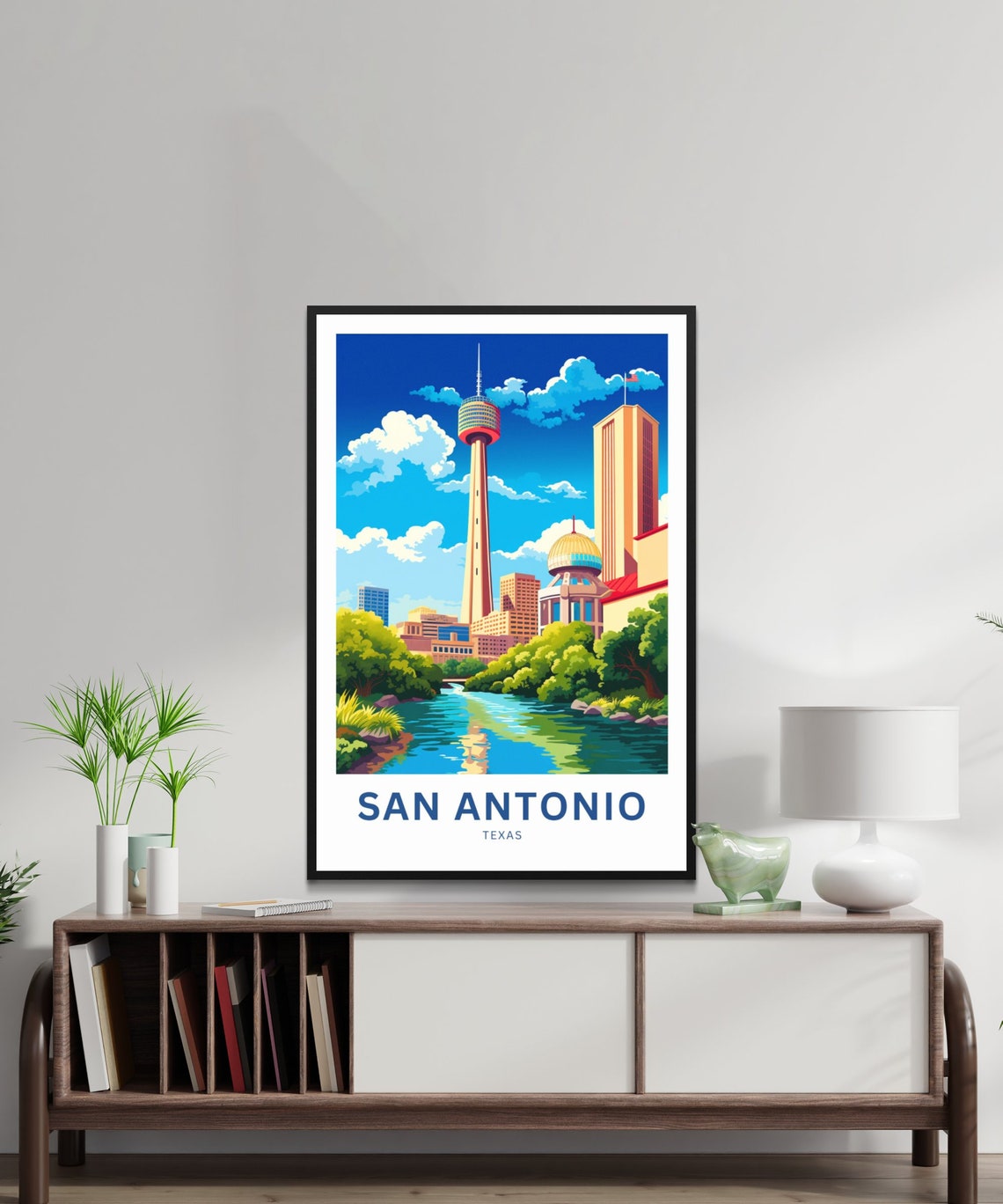 Personalized San Antonio Texas Tower River Custom Text Poster - Image 2