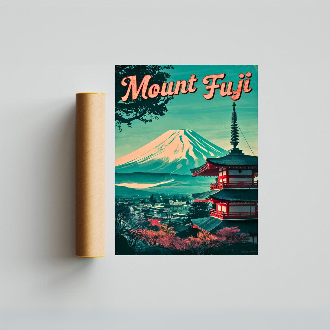 Mount Fuji Japan Retro Pagoda Snow Peak Vintage Travel Poster - Image 3