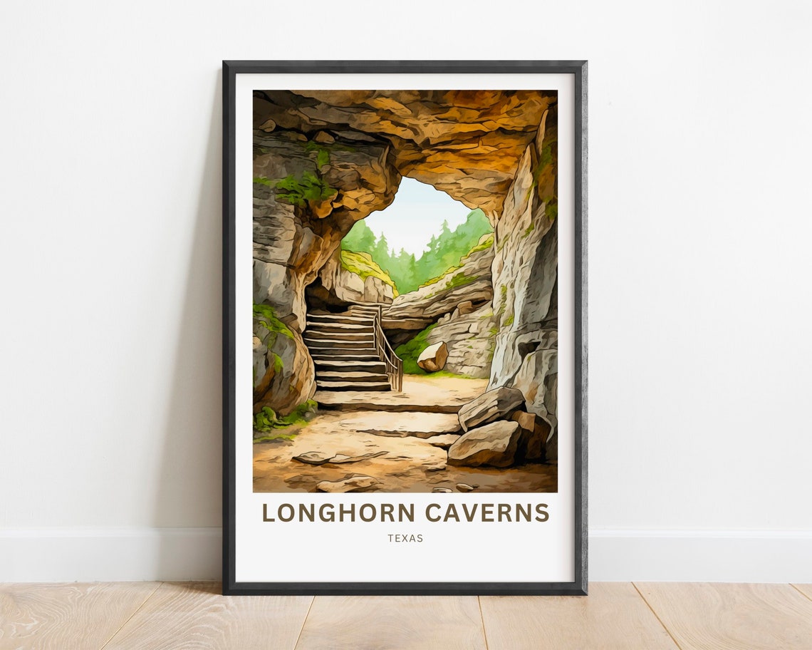 Longhorn Caverns Texas Stone Stair Cave Passage Nature Poster